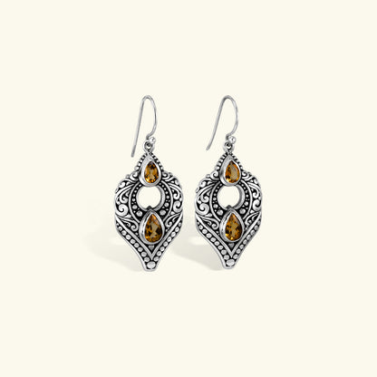 Elegant Vintage Filigree Gemstone Drop Earrings