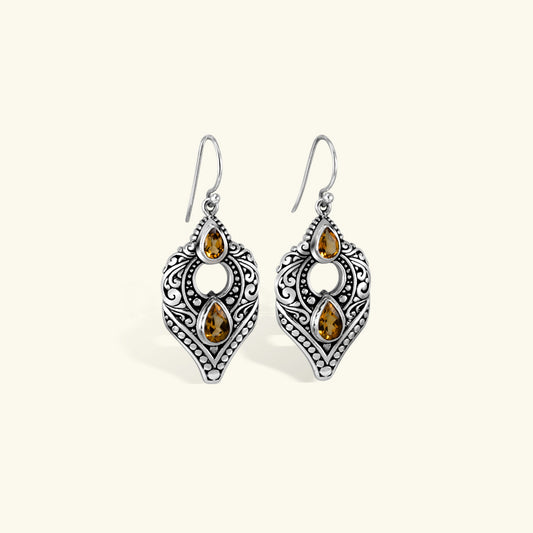 Elegant Vintage Filigree Gemstone Drop Earrings