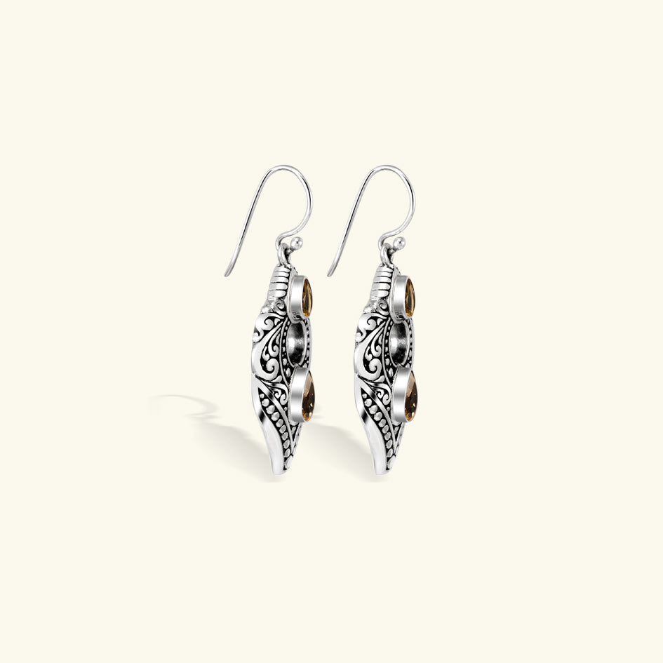 Elegant Vintage Filigree Gemstone Drop Earrings