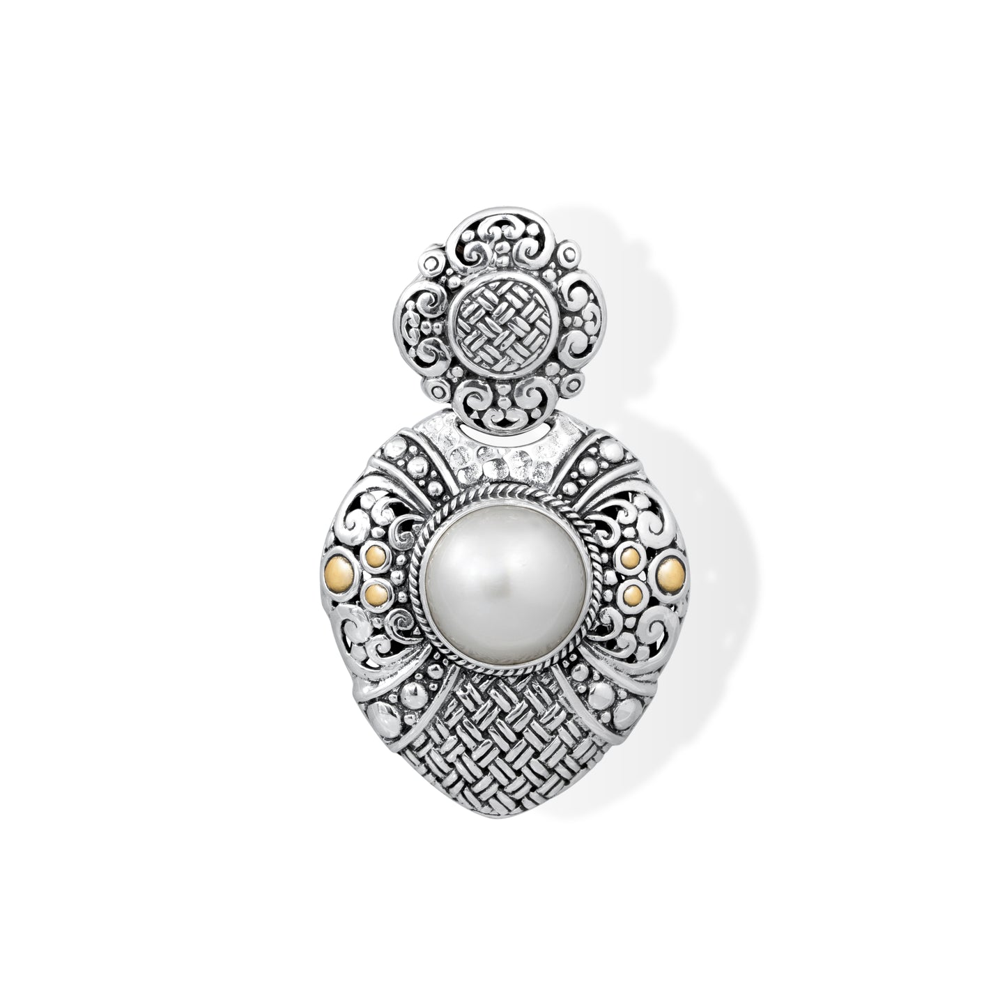 Sterling Silver Pearl Pendant with 18K Gold Accents