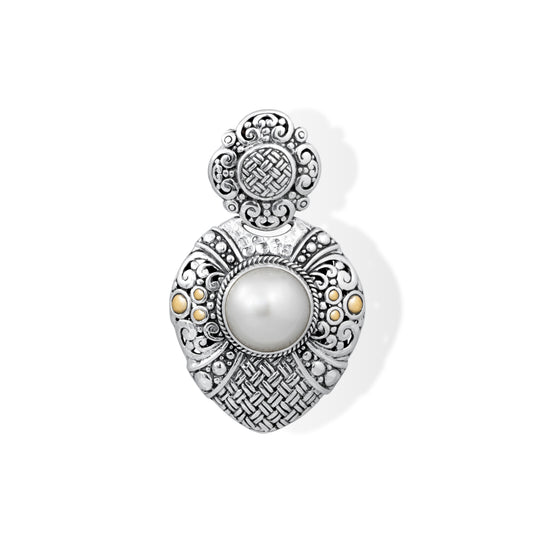 Sterling Silver Pearl Pendant with 18K Gold Accents