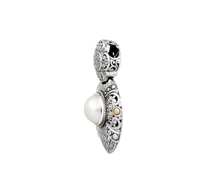 Sterling Silver Pearl Pendant with 18K Gold Accents