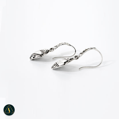 Handmade Bali Silver Drop Earrings – Textured Geometric Dangle Jewelry