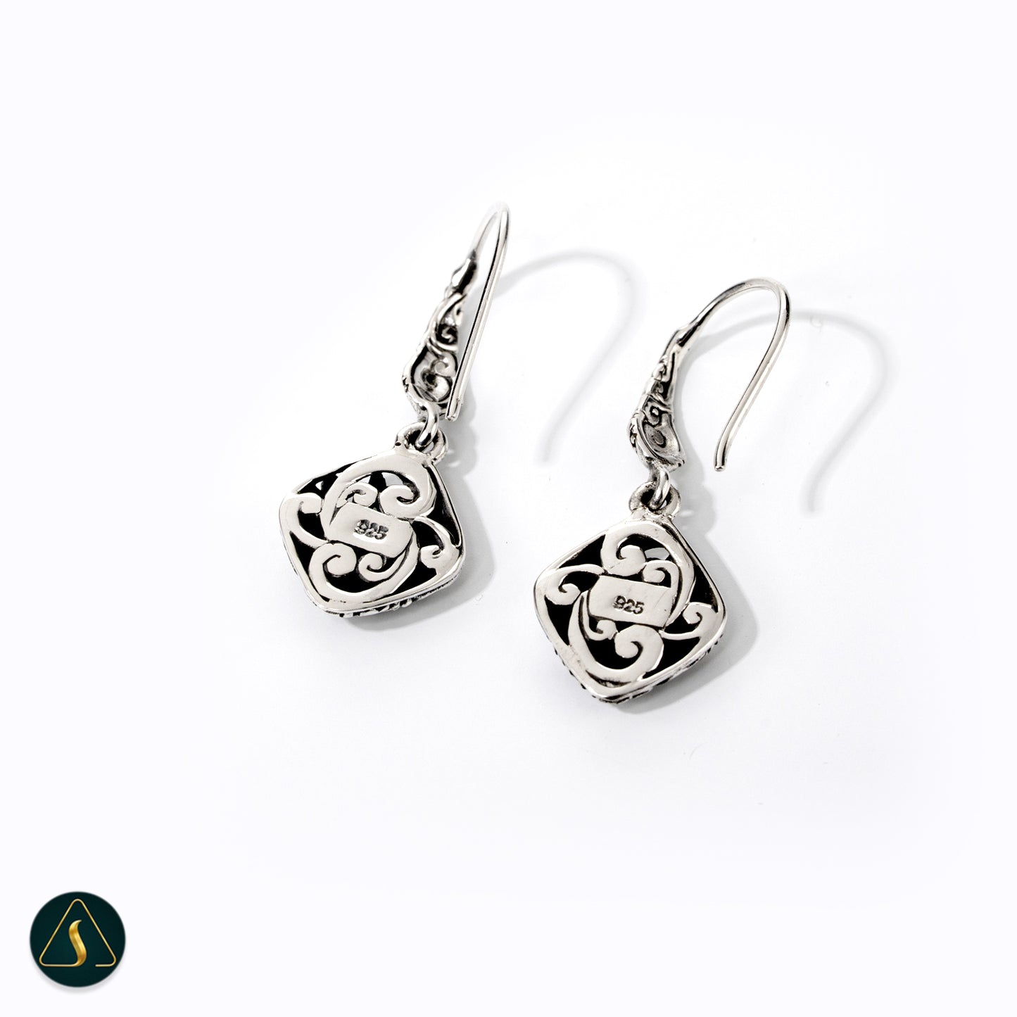 Handmade Bali Silver Drop Earrings – Textured Geometric Dangle Jewelry