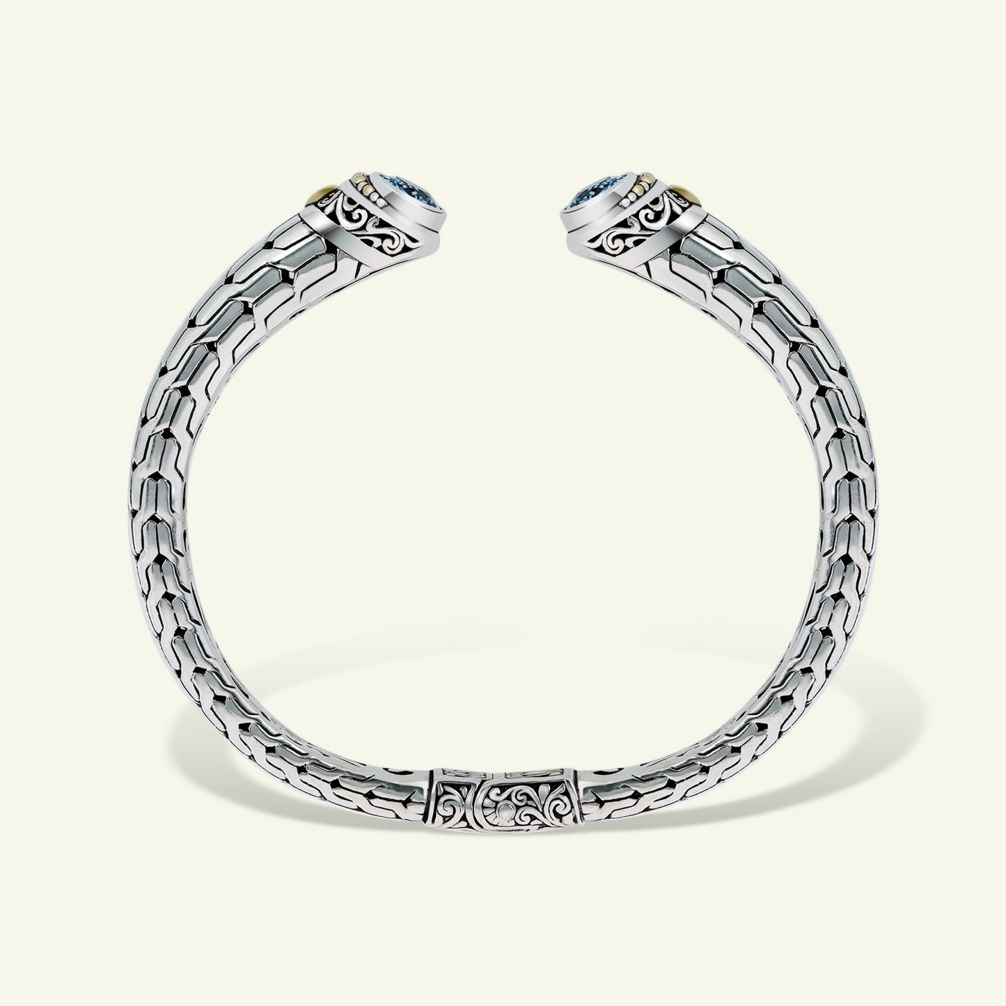 Sterling Silver Blue Topaz Open Cuff Bracelet