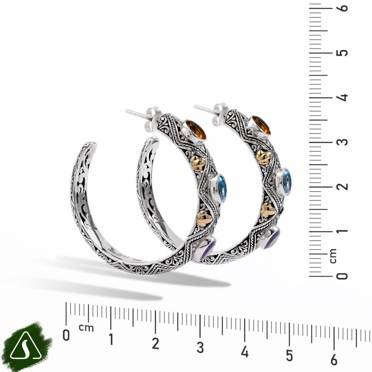 Hoop Earrings with Multi Gemstone