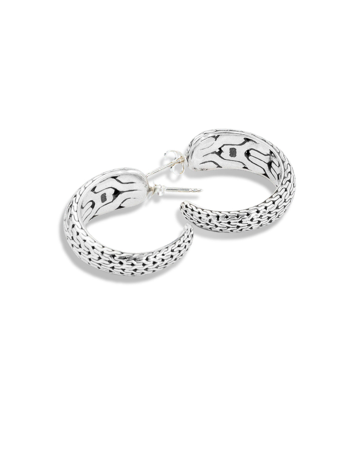 Dragon Bone Sterling Silver Hoop Earrings