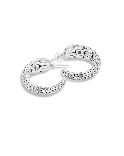 Dragon Bone Sterling Silver Hoop Earrings