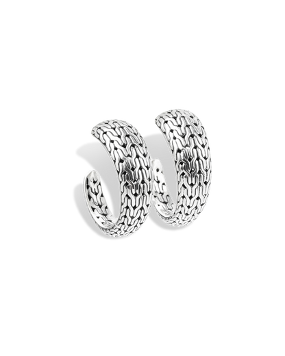 Dragon Bone Sterling Silver Hoop Earrings