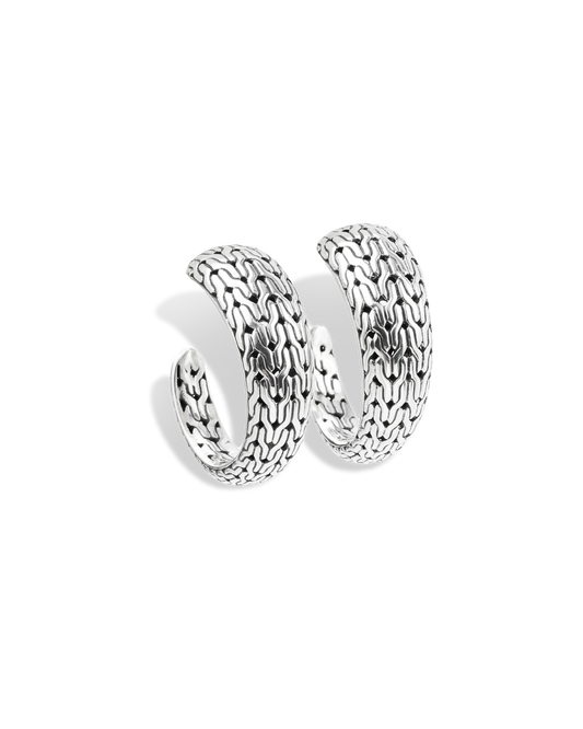Dragon Bone Sterling Silver Hoop Earrings