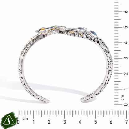 Dragonfly Cuff Bangle with Multi Gemstones