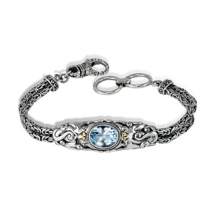Octopus Blue Topaz Sterling Silver Bracelet with 18K Gold Accents