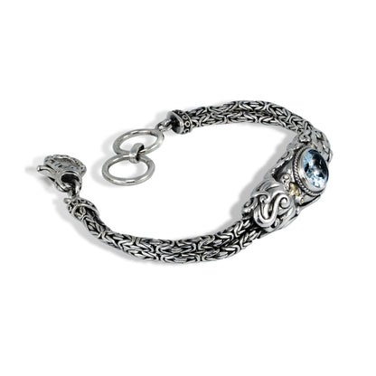 Octopus Blue Topaz Sterling Silver Bracelet with 18K Gold Accents