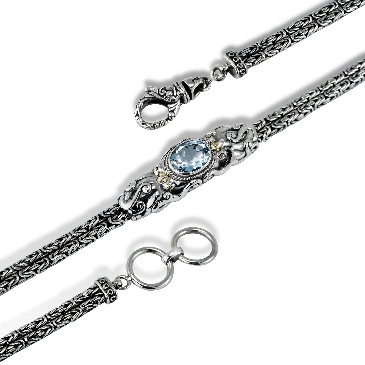 Octopus Blue Topaz Sterling Silver Bracelet with 18K Gold Accents