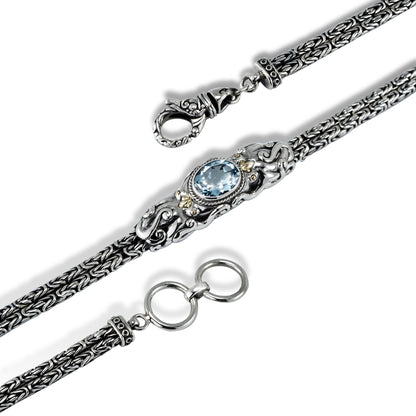 Octopus Blue Topaz Sterling Silver Bracelet with 18K Gold Accents