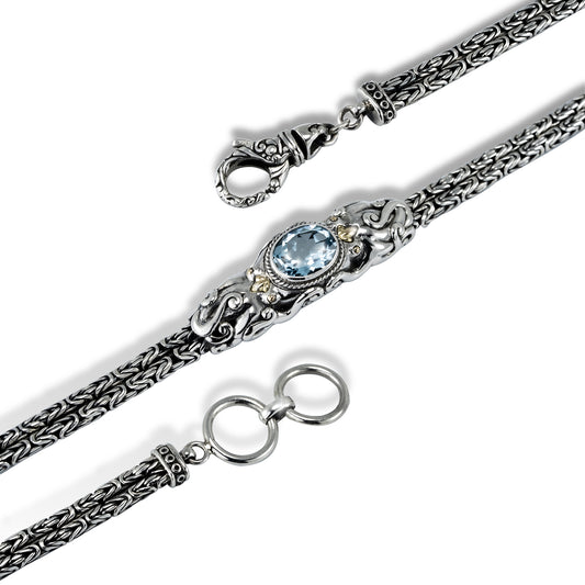 Octopus Blue Topaz Sterling Silver Bracelet with 18K Gold Accents