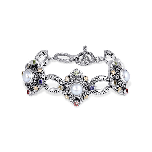 Handcrafted Sterling Silver Ornate Link Bracelet with Filigree Details Inspired by Balinese Temple Art