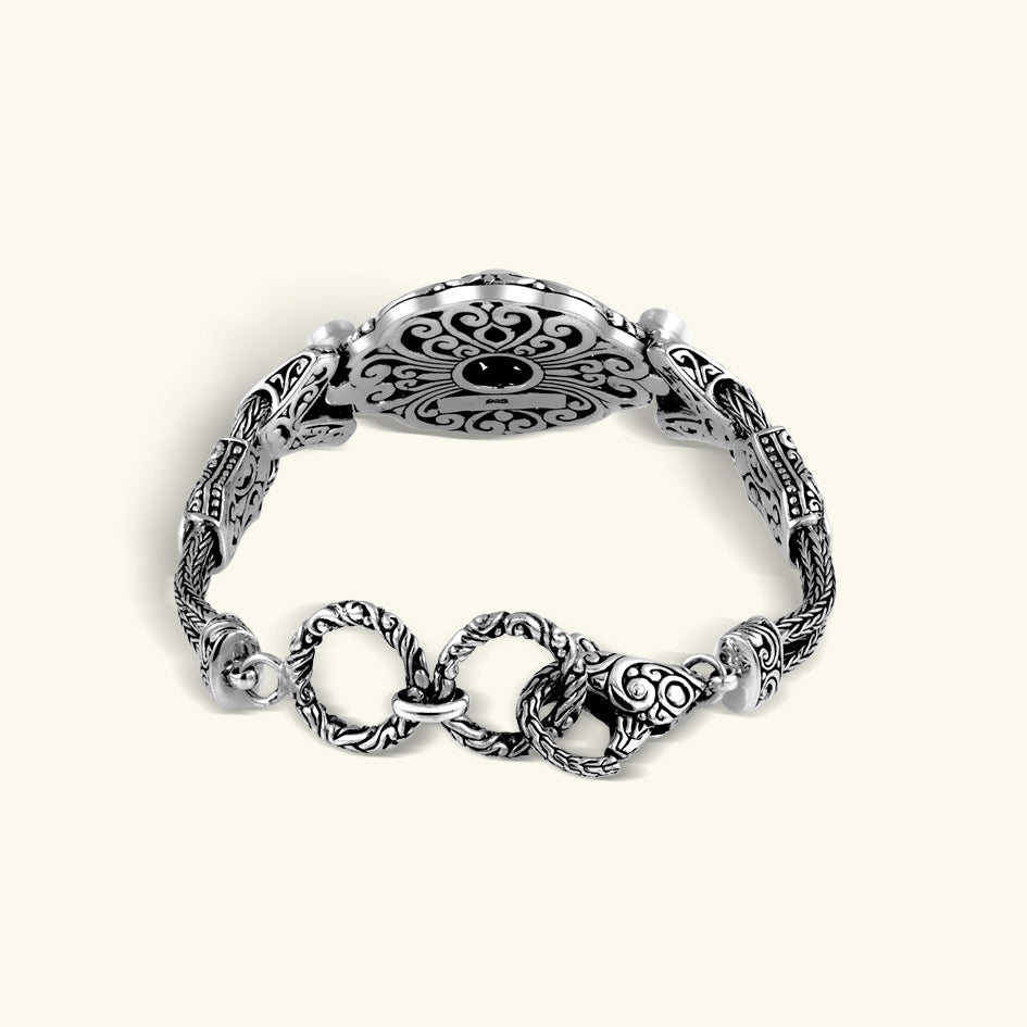 925 Sterling Silver Pearl Bracelet with Blue Topaz Accents