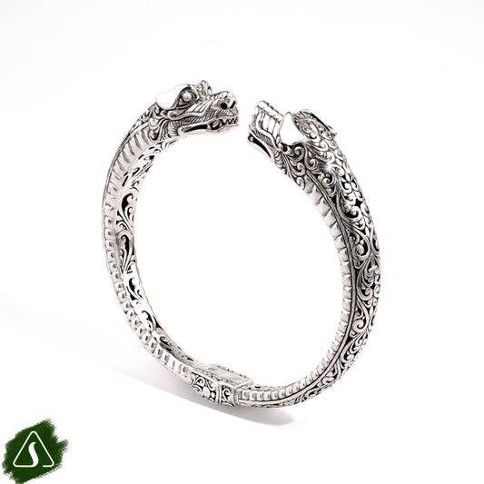 Sterling Silver Guardian Dog Cuff Bracelet
