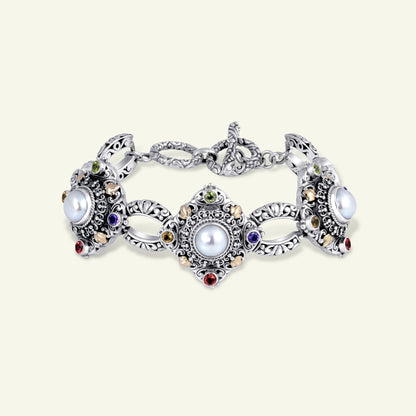 Handcrafted Sterling Silver Ornate Link Bracelet with Filigree Details Inspired by Balinese Temple Art