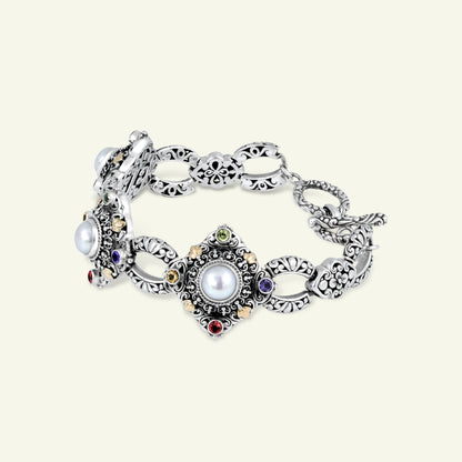 Handcrafted Sterling Silver Ornate Link Bracelet with Filigree Details Inspired by Balinese Temple Art