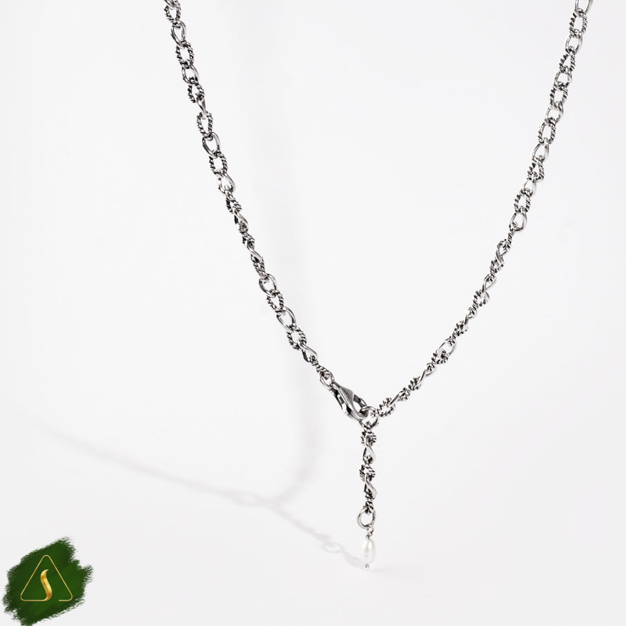 sterling 925  silver with pearl  for pendant Rolo Ilut chain