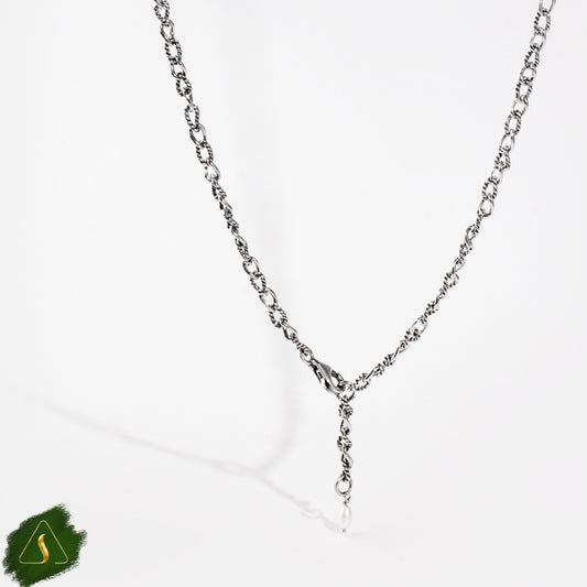 sterling 925  silver with pearl  for pendant Rolo Ilut chain