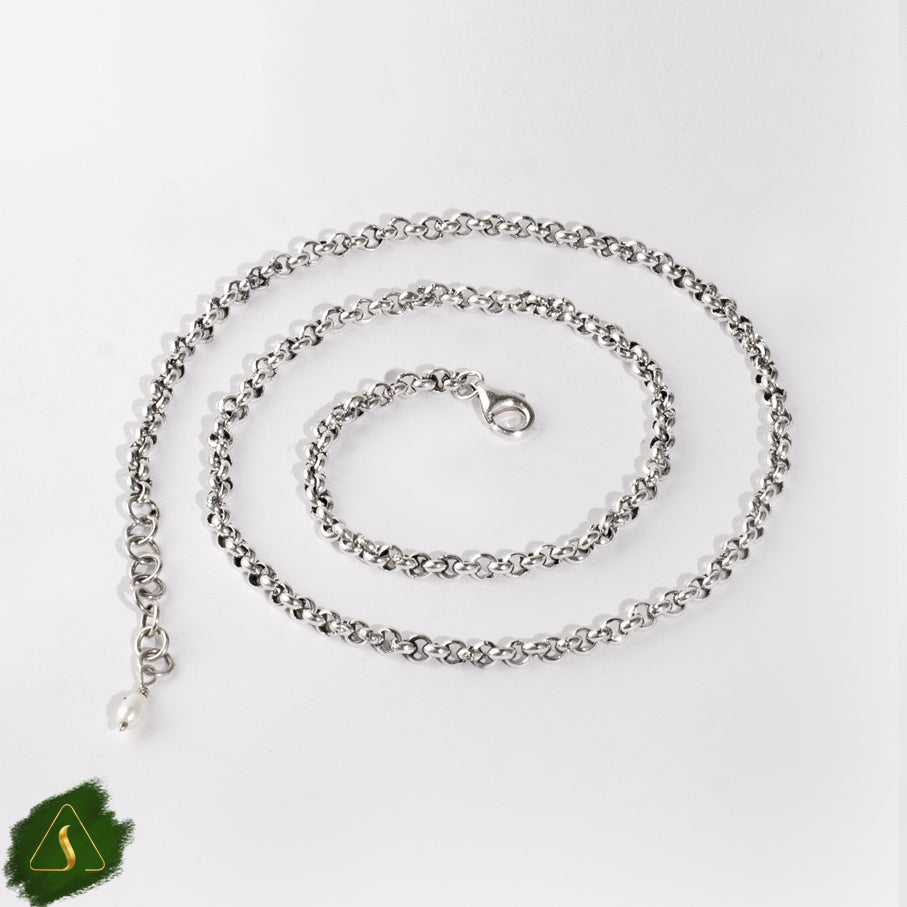 Rolo chain 925 sterling silver with pearl