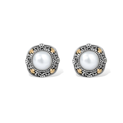 Pearl Stud Earrings with 18K Gold Accents