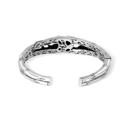 Handcrafted Balinese Sterling Silver Dragonfly Cuff Bracelet with Pearl & Multi Gemstones