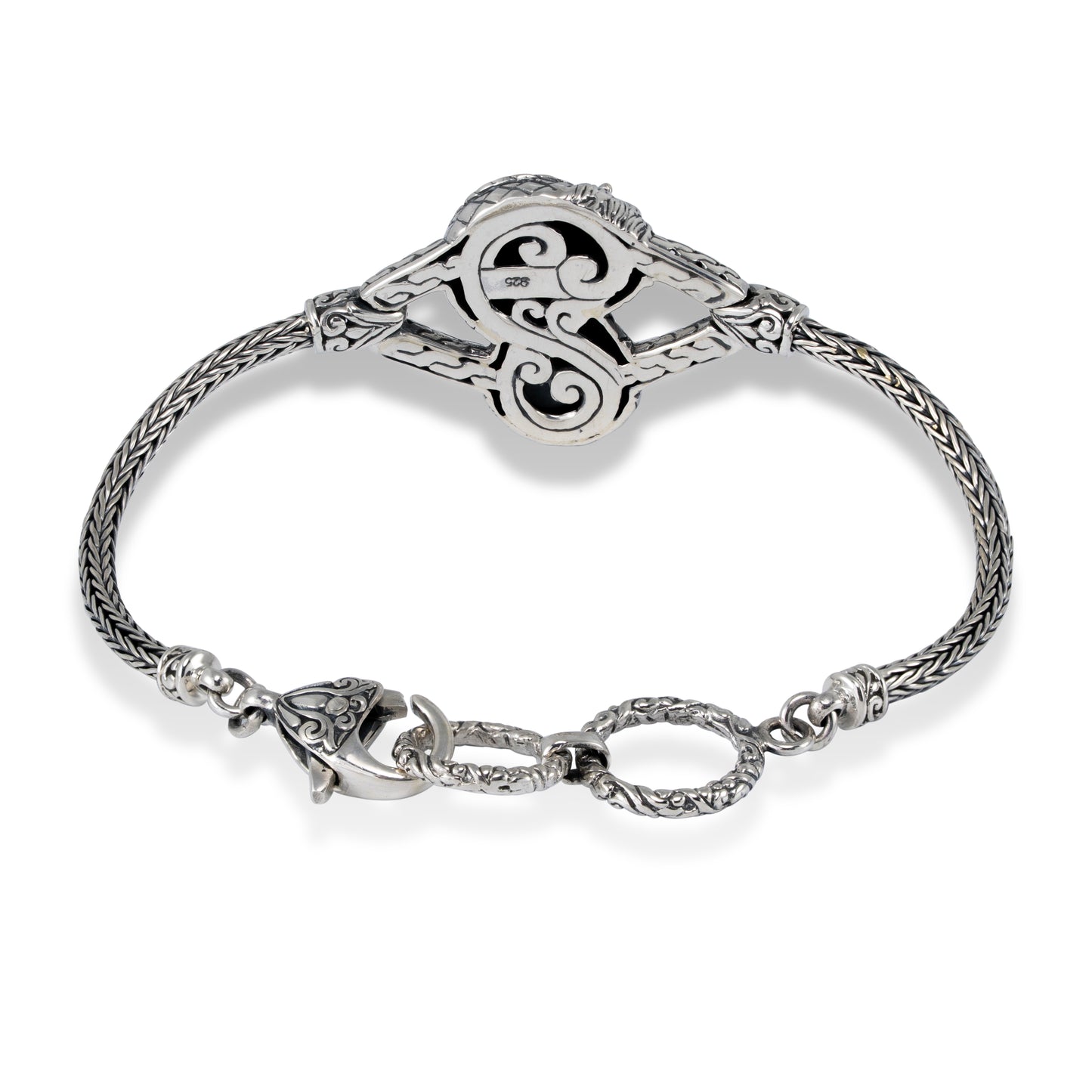 Silver Dragon Bracelet – Handcrafted Balinese Dragon Jewelry with Braided Chain Product Description