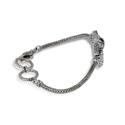 Silver Dragon Bracelet – Handcrafted Balinese Dragon Jewelry with Braided Chain Product Description