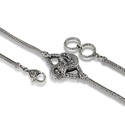Silver Dragon Bracelet – Handcrafted Balinese Dragon Jewelry with Braided Chain Product Description