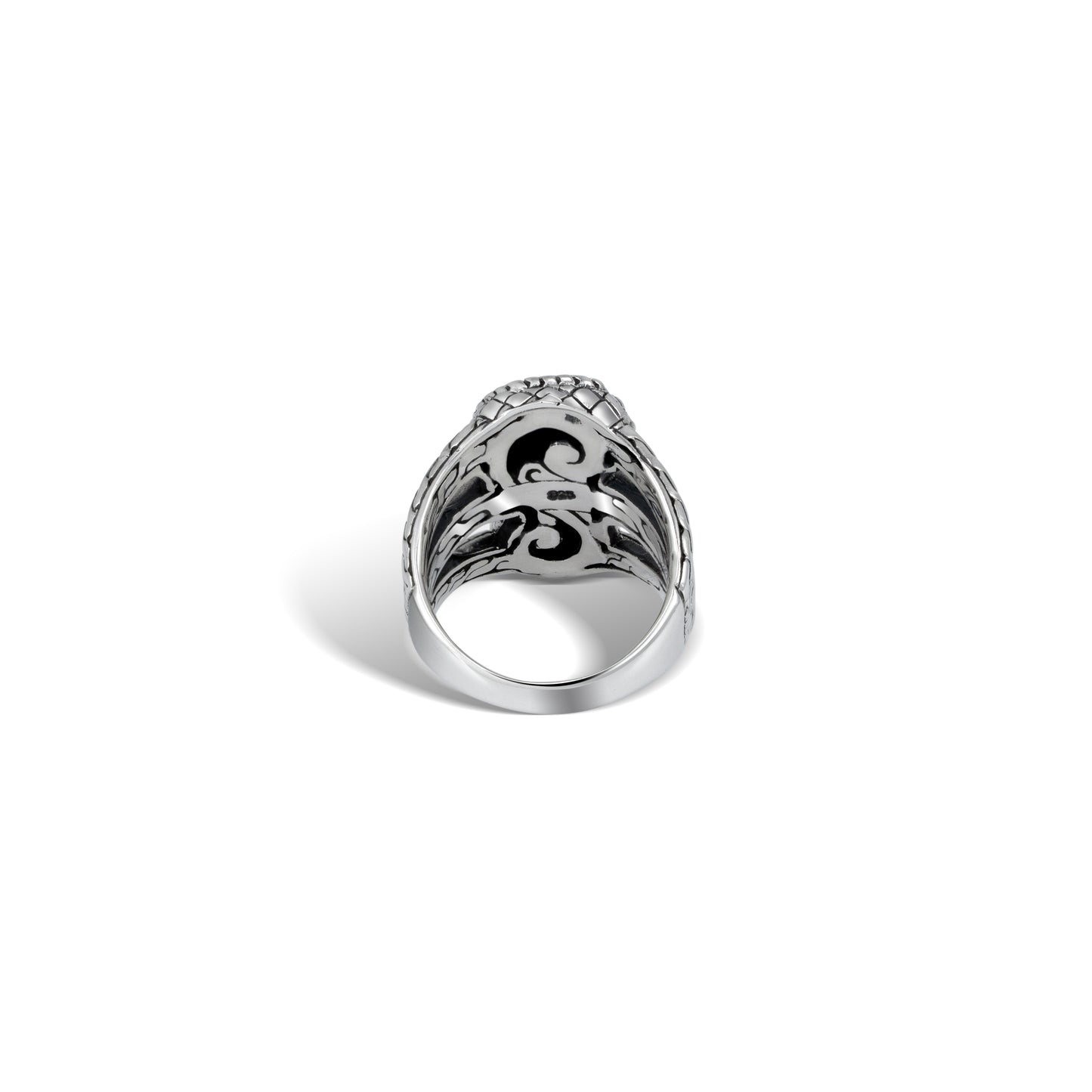Sterling Silver Dragon Double-Head Ring with Intricate Balinese Engraving
