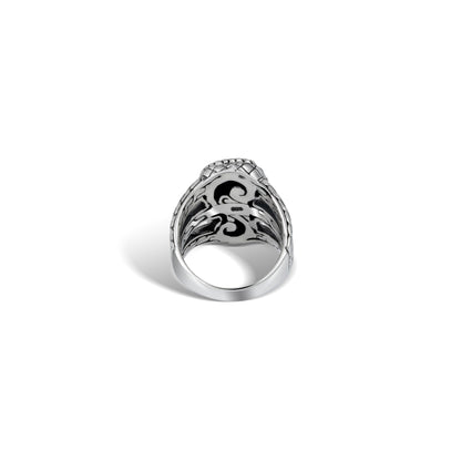 Sterling Silver Dragon Double-Head Ring with Intricate Balinese Engraving
