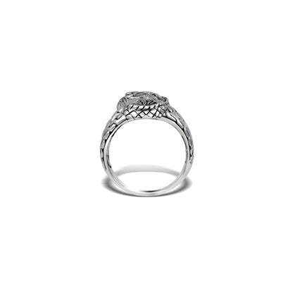 Sterling Silver Dragon Double-Head Ring with Intricate Balinese Engraving