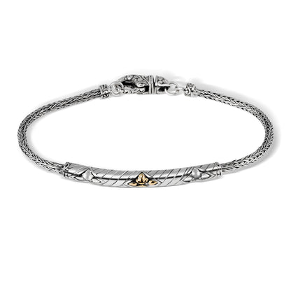 Handcrafted Sterling Silver Bracelet with 18K Gold Accent – Braided Silver Chain