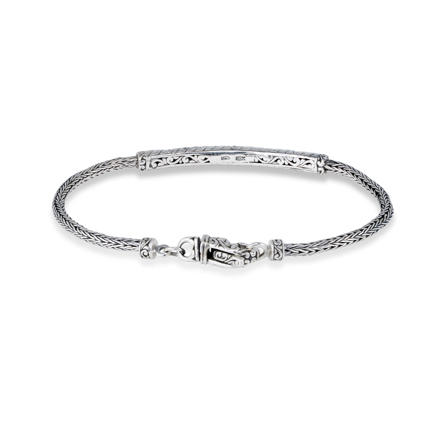 Handcrafted Sterling Silver Bracelet with 18K Gold Accent – Braided Silver Chain