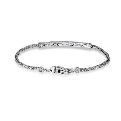 Handcrafted Sterling Silver Bracelet with 18K Gold Accent – Braided Silver Chain