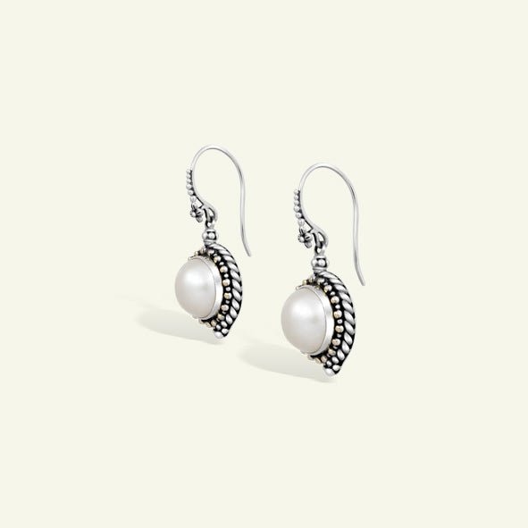 Vintage Inspired Pearl Drop Earrings in Sterling Silver with Timeless Craftsmanship
