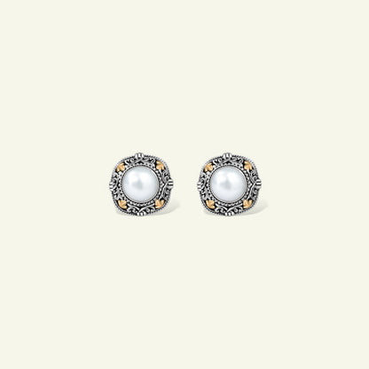Classic Pearl Earrings Crafted in 925 Sterling Silver with Refined Vintage Detail