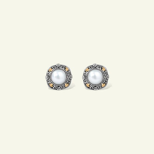 Classic Pearl Earrings Crafted in 925 Sterling Silver with Refined Vintage Detail