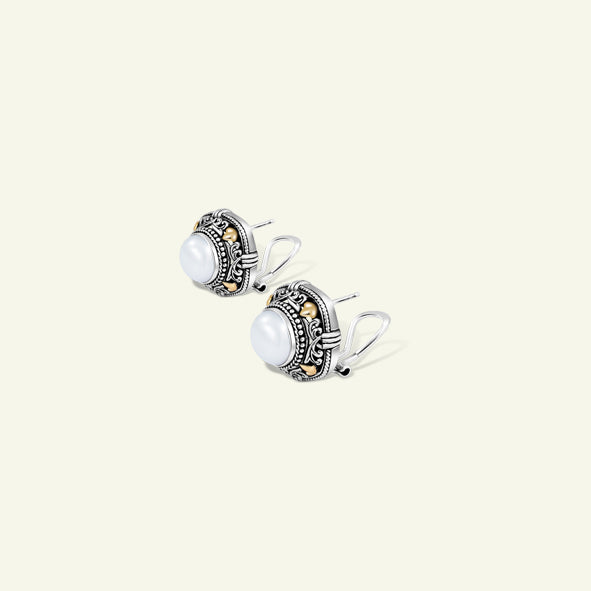 Classic Pearl Earrings Crafted in 925 Sterling Silver with Refined Vintage Detail