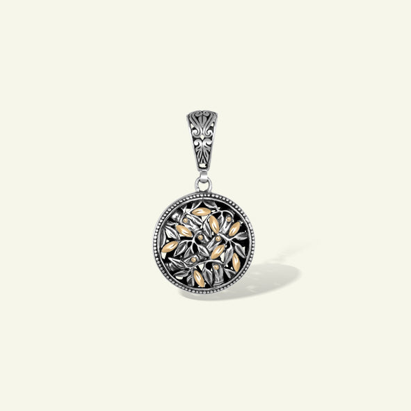Handcrafted Balinese Silver Pendant with Elegant Leaf Motif