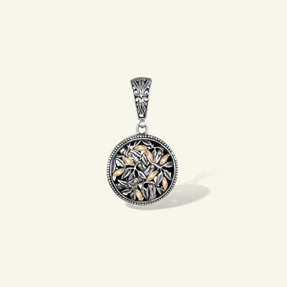 Handcrafted Balinese Silver Pendant with Elegant Leaf Motif