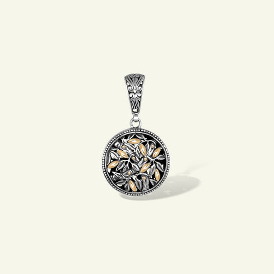 Handcrafted Balinese Silver Pendant with Elegant Leaf Motif