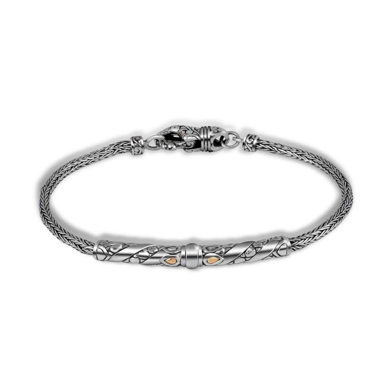 balinese Silver Bracelet with 18K Gold