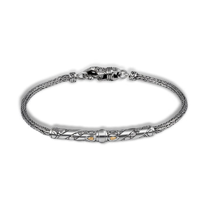 balinese Silver Bracelet with 18K Gold