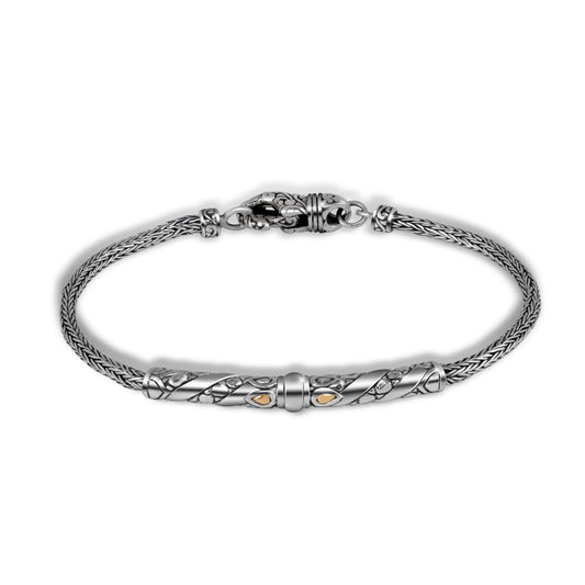 balinese Silver Bracelet with 18K Gold