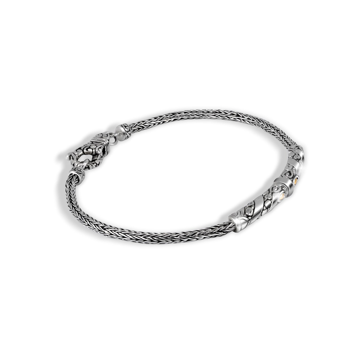 balinese Silver Bracelet with 18K Gold